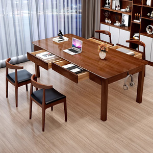 Nordic Solid Wood <b>Desk</b> Rectangle 6 Person Study Table Home Office <b>Computer</b> <b>Desk</b> Modern Minimalist Style - Product Image 2