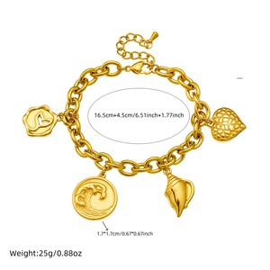 Gold Plated Charm Bracelet With Wave Conch Fishtail Pendant Women's Jewelry Gift Fashion Accessory - Product Image 4