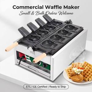 <span class=keywords><strong>Gaufrier</strong></span> électrique professionnel Blios en acier inoxydable, <span class=keywords><strong>mini</strong></span>, 6 empreintes, motif chat mignon, pour pâtisserie - Product Image 1