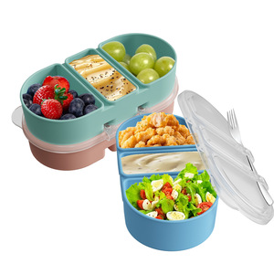 Boîtes à goûter en silicone avec couvercles, boîte de conservation alimentaire en silicone réutilisable à 3 compartiments pour le déjeuner à l'école, le bureau, les voyages - Product Image 1