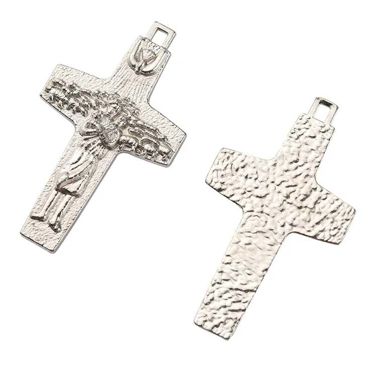 Wholesale Stainless Steel Graceful Pendant Necklace Catholic Cross Rosary Parts Pendants Necklace