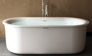 Baignoire ovale autoportante en acrylique 1,8 m, design moderne, avec drain central, pour salle de bain - Product Image 4