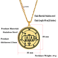 Les sceaux d'or des 72 esprits, la moindre clé du roi salomon Asmoday, origine du démon goetia-37-48, collier pendentif en acier inoxydable