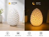 Bougie LED sans flamme en cire de paraffine sculptée en forme de pomme de pin - Décoration écologique pour la maison - Ornement de Noël