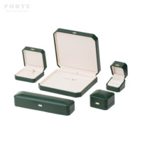 Boîte à bijoux FORTE en cuir PU vert, dôme arqué octogonal, doublure en velours, emballage cadeau personnalisé avec logo