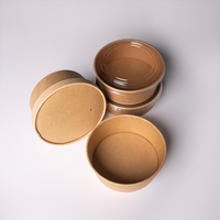 Conteneur jetable de qualité supérieure, boîte à repas ronde en kraft pour emporter avec couvercle