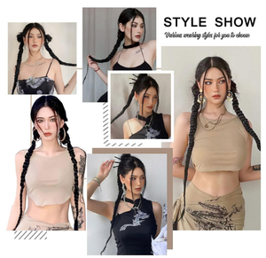 Extensions de cheveux à clipser à trame unique, très demandées, style unique et tendance pour jeunes filles, tresses de boxe, perruque teinte avec torsades de cheveux tressées - Product Image 6