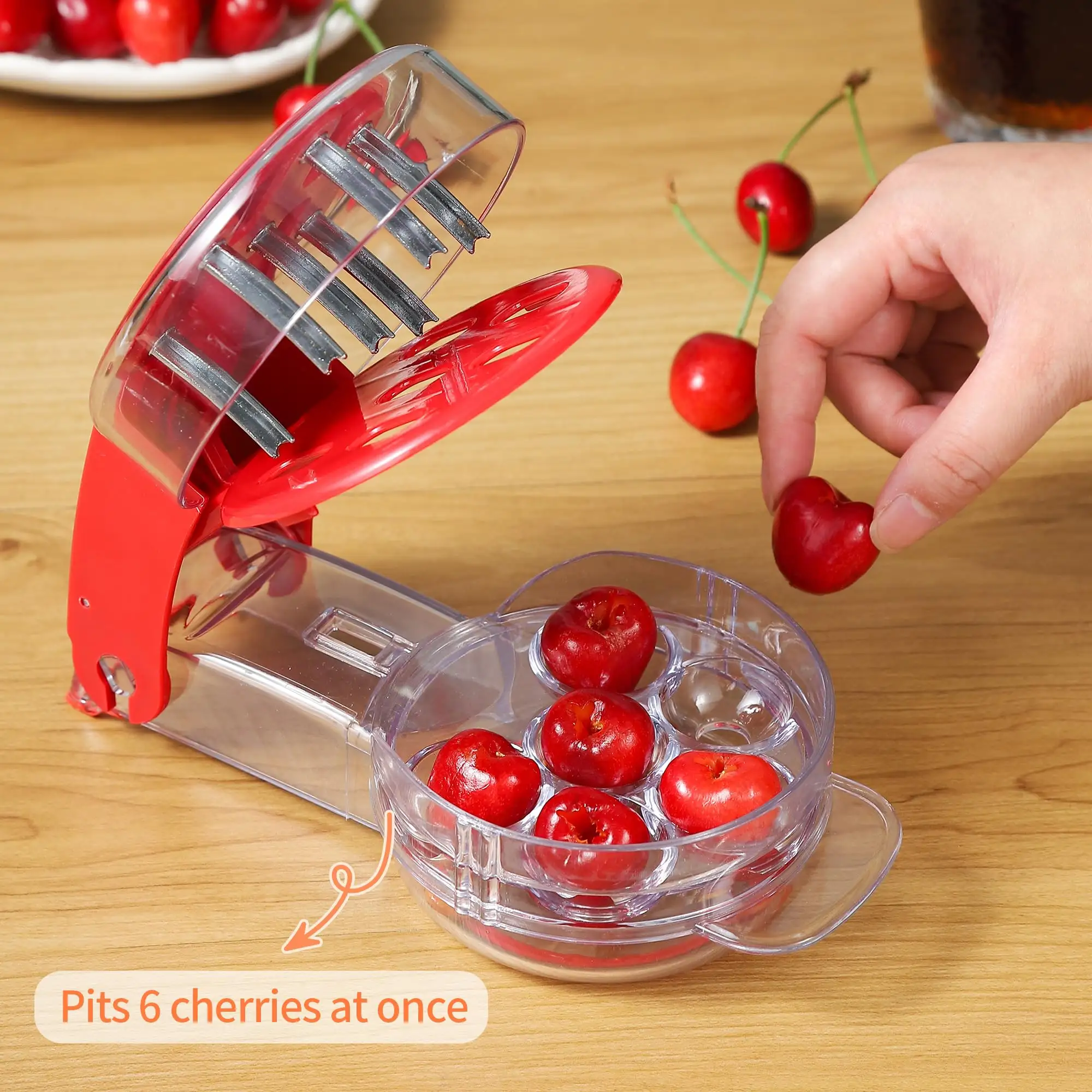 Cherry Pitter Tool Pit Remover Push-Pull Sechs-Loch-Samen und Olive Date Quick Pit Remover Einfach zu bedienen