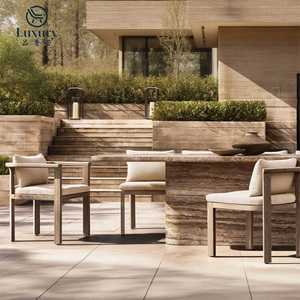 Đồ Nội Thất Ngoài Trời Thiết Lập Phong Cách Hiện Đại Gỗ Tếch Khung Không Thấm Nước Đệm Vườn Bảng Và Ghế Đặt Cho Khách Sạn - Product Image 2