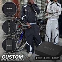 Ensemble survêtement Benta Shangpin personnalisé avec logo, veste coupe-vent réfléchissante en nylon tissé zippée et pantalon de jogging ample