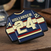 Badge métallique personnalisé 3D avec nom et numéro pour hockey/baseball, en alliage de zinc, émaillé, sur mesure pour événements sportifs