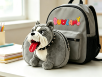 Porte-monnaie en peluche bouledogue de dessin animé, adorable pochette à monnaie en peluche, cadeau promotionnel souvenir, personnalisé, rembourrage en coton PP, unisexe, pour fêtes