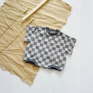 Sommer-Kinderkleidung Baby-Strampler Neuer Baby-Kleinkind Karierter Loser Kurzer Kletteranzug - Product Image 5