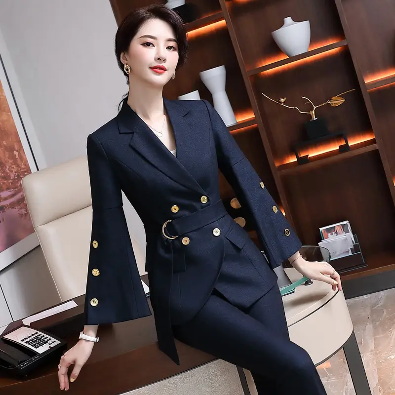 S-4XL 가을/겨울 비즈니스 전문 세트 공식과 숙련 된 한국 여성의 정장 패션 작업복
