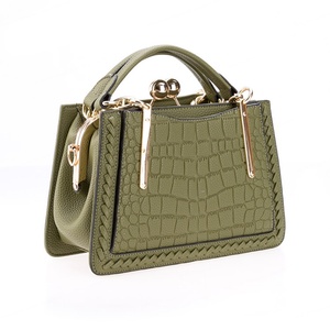 Luxury Solid Color PU Candy Pattern Satchel Crossbody Vegan <b>Handbag</b> with Two <b>Straps</b> and Zipper Closure - Product Image 2