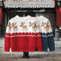 Großhandel Winter Warme O-Ausschnitt Pullover für Jungen und Mädchen Kinder Weihnachten Elch gemusterte Strickwaren