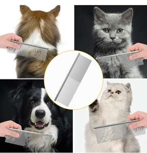 Peigne d'épilation <span class=keywords><strong>pour</strong></span> animaux de compagnie en acier inoxydable <span class=keywords><strong>pour</strong></span> chien et <span class=keywords><strong>chat</strong></span> outil de toilettage <span class=keywords><strong>anti</strong></span>-<span class=keywords><strong>puces</strong></span> avec densité à 2 broches - Product Image 6
