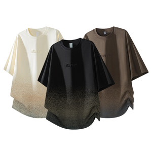 <span class=keywords><strong>T</strong></span>-<span class=keywords><strong>shirt</strong></span> Streetwear <span class=keywords><strong>Homme</strong></span> Personnalisé avec Logo, Lettres 3D en Relief, Teinture Dégradée, Tricoté, Ample, Respirant, 180g, Manches Courtes – Vente en Gros - Product Image 2