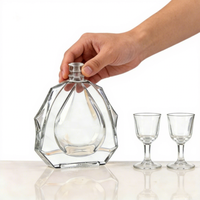 Bouteille de vin en verre cristallin transparente carrée personnalisée avec bouchon, pour Tequila, Rhum, Gin, Vodka