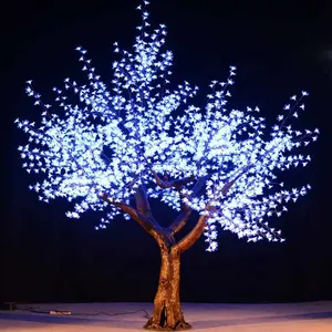 आउटडोर गार्डन शादी का परिदृश्य क्रिसमस उत्सव सजावट कृत्रिम गर्म सफेद चेरी फूल 10 फीट नेतृत्व सकुरा पेड़ प्रकाश