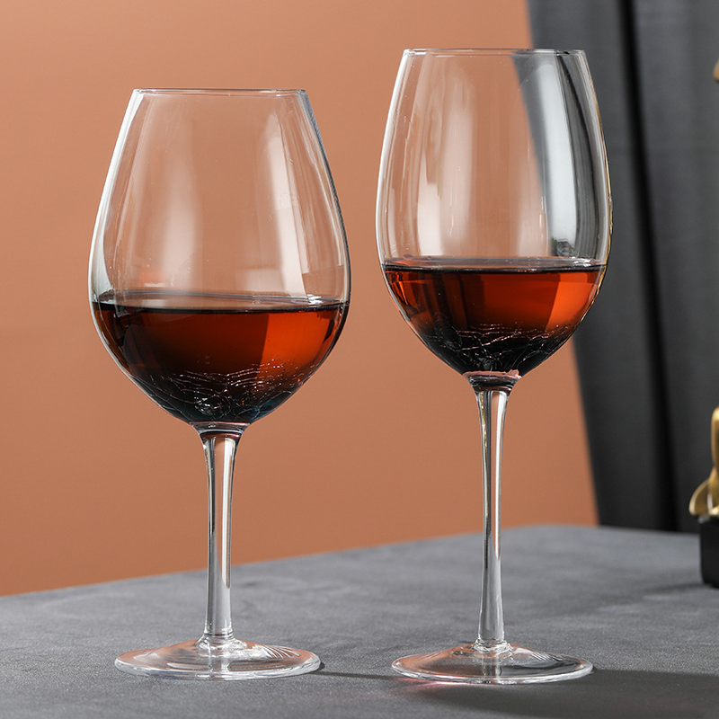 Elegant Crackle Wine Glasses - Handcrafted Red Glassware for Weddings &  Events, Lead-Free Crystal - 12oz & 16oz Options Available