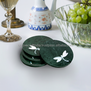 Posavasos de mármol de forma redonda de precio al por mayor para té/café Posavasos de piedra para servir fabricante y proveedor de India - Product Image 1