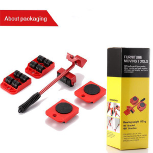 Set Alat Pemindah Furnitur Pengangkat Barang Berat Alat Pemindah Barang 4 Roda + 1 Batang Roda Set Alat Tangan - Product Image 6