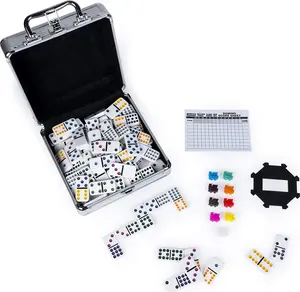 Aluminum Dominoes Mexican Train Dominoes Game In Aluminum Carry Case For Families And Kids Ages 8 And Up