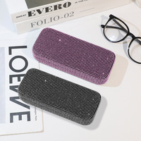 Étui de rangement pour lunettes et lunettes de soleil en ABS orné de diamants, type boîte, portable, pour intérieur de voiture