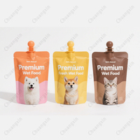 Pochette souple personnalisée à bec verseur pour purée de fruits, forme spéciale, OEM, pour friandises humides et crémeuses pour animaux de compagnie