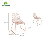 Chaise de salle à manger d'intérieur Sunland de haute qualité, en fil d'acier, finition or rose, idéale pour les restaurants et cafés commerciaux
