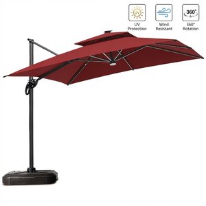 Sombrillas de Patio Cantilever OEM ODM con Tela Teñida en Hilo de 260G, Doble Toldo e Iluminación LED para Jardín - Product Image 1