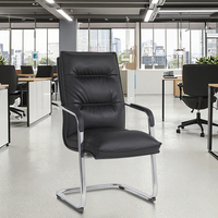 Chaise de réunion moderne en cuir synthétique avec pieds convertibles chromés pour la conférence Chambres de visiteurs