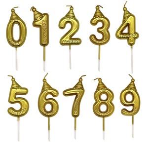 Vela con Número Dorado del 0 al 9 <span class=keywords><strong>para</strong></span> Decoración de <span class=keywords><strong>Pasteles</strong></span> de Cumpleaños - Product Image 2