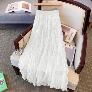 I-0545 Service OEM en gros USA Mairun Jupe longue trapèze en mousseline pour femme grande taille, été, décontractée, élégante, taille naturelle, couleur unie - Product Image 6