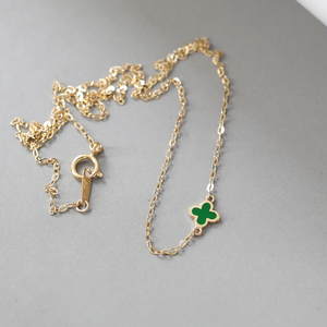 卸売 14Kゴールド ジュエリー 韓国風 ミニ 精巧 四つ葉のクローバー チャーム 14Kゴールド ペンダント ネックレス 女性用 - Product Image 5