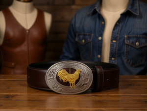 Cintura con fibbia grande in pelle con stampa animalier stile casual - Product Image 2