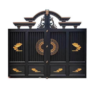 <span class=keywords><strong>Portail</strong></span> Coulissant Automatique Motorisé en Alliage d'Aluminium Contemporain à <span class=keywords><strong>Double</strong></span> Volet Personnalisé pour Villa et Appartement, Écologique et Durable - Product Image 6