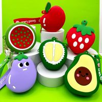 Creatieve kinderhanger cadeaus mini cartoon schattige sleutelhanger siliconen fruit portemonnee