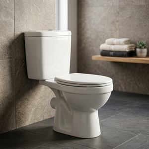 Inodoro de dos piezas de cerámica moderno, de precio económico, con descarga dual y sifón en P, directo de fábrica - Product Image 4