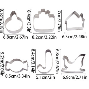 Ensemble de moules à pâtisserie 6 pièces avec <span class=keywords><strong>emporte</strong></span>-pièces pour biscuits de Noël et de fêtes - Product Image 6