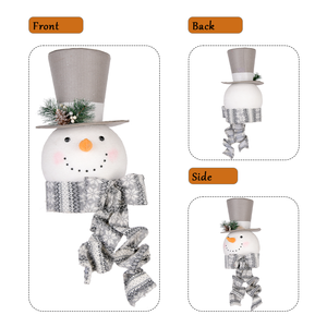 2026 New Light Grey Cute Verspielte Indoor Tree Top Schneemann Kopf Dekoration Bestickte Schneeflocke 14/15 "Weihnachts schmuck - Product Image 2