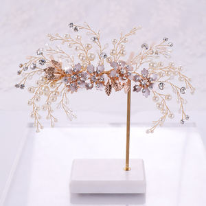 Luxueux cristal strass fleur femmes or métal épingle à <span class=keywords><strong>cheveux</strong></span> pince conception mariage pince à <span class=keywords><strong>cheveux</strong></span> barrettes mariée - Product Image 5