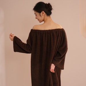 Bata de Baño Tipo Kimono para <span class=keywords><strong>Mujer</strong></span>, Color Marrón Oscuro, Suave y Absorbente, de Secado Rápido, para Spa, <span class=keywords><strong>Ducha</strong></span> y Uso en Hoteles - Product Image 6