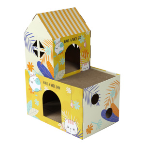 Griffoir pour chat en carton ondulé en gros, design fromage, <span class=keywords><strong>maison</strong></span> pour chat, nid pour animaux de compagnie pour gratter et se reposer, double couche - Product Image 5