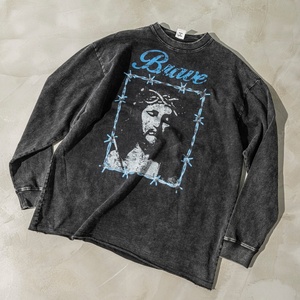 Sudadera con Capucha Lavada con Logotipo Personalizado, Sudadera de Alta Calidad Estilo Vintage para Hombre/Mujer, Jesús - Product Image 6