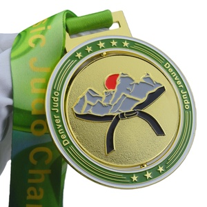 Medaglia Personalizzata SENSHI in Oro per Competizioni di Jiu Jitsu e Arti Marziali, Design 3D in Rilievo con Nastro Personalizzato - Product Image 4