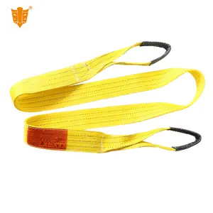 Duplex Flat Eye-Eye Woven Webbing Sling 100% Polyester Safety Factor 7: 1 6: 1 5: 1 1-12ton Yellow Green Endless Lifting Belt