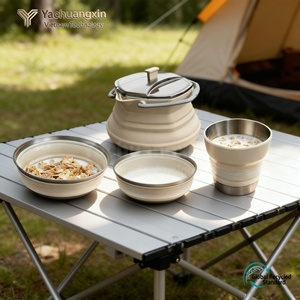Stackable Plastic Dinnerware Set with Orange Strap Eco-Friendly Portable Tableware for Outdoor Use - Product Image 4