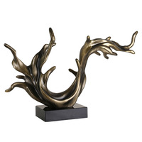 Sculpture de vagues océaniques en résine de bronze antique faite à la main Tuohuangniu, accessoires de bureau de luxe pour la décoration de la maison, du bureau et de l'hôtel